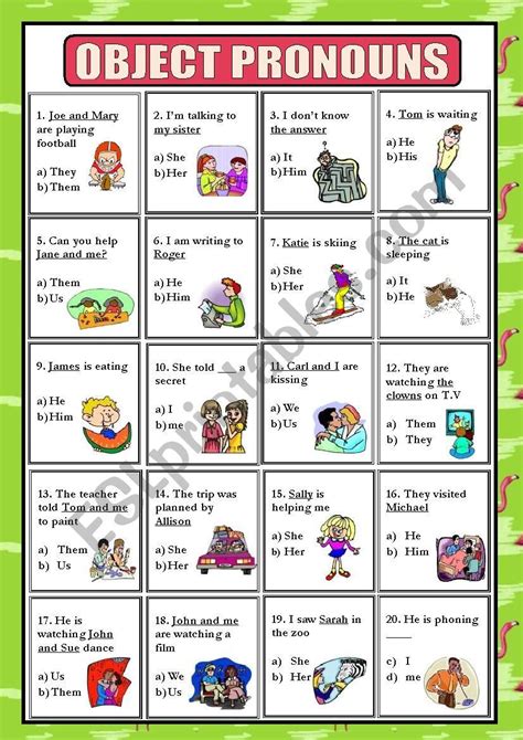 Subject Object Pronouns Esl Games Worksheets Activities Teach Subjective And Objective Pronouns Worksheet - Subjective And Objective Pronouns Worksheet