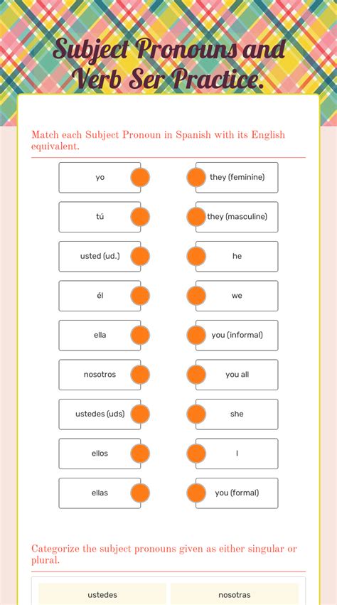 Subject Pronouns And Verb Ser Practice Worksheet Live Subject Pronouns And Ser Worksheet Answers - Subject Pronouns And Ser Worksheet Answers