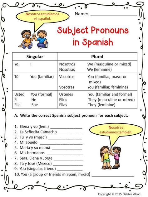 Subject Pronouns Worksheet 1 Spanish Answer Key Subject Object Pronoun Worksheet - Subject Object Pronoun Worksheet