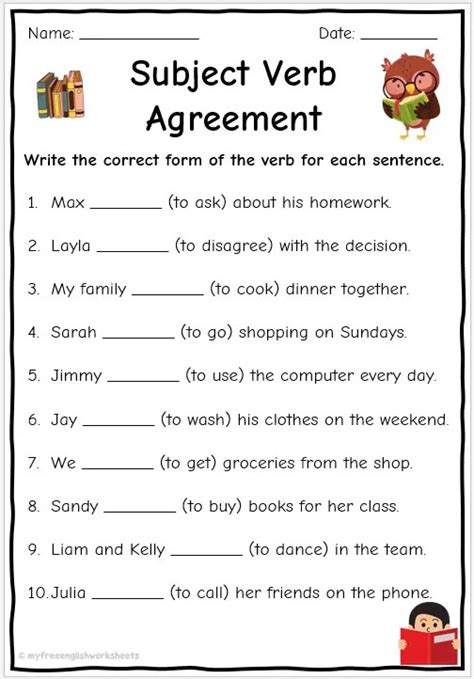 Subject Verb Agreement Exercise For Classes 7 And Subject Verb Agreement Worksheet 7th Grade - Subject Verb Agreement Worksheet 7th Grade