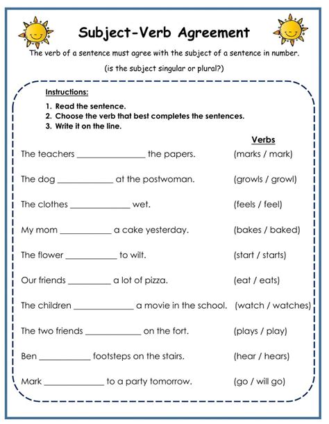 Subject Verb Agreement Interactive Worksheet For Grade 6 Subject Verb Agreement Worksheet 6th Grade - Subject Verb Agreement Worksheet 6th Grade