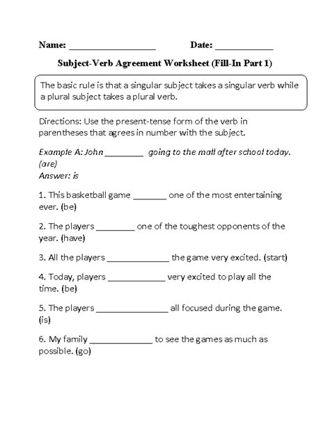 Subject Verb Agreement Worksheet 5th Grade   Subject Verb Agreement Worksheets K5 Learning - Subject Verb Agreement Worksheet 5th Grade