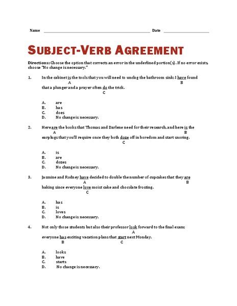 Subject Verb Agreement Worksheet 6th Grade   Subject Verb Agreement Worksheets K5 Learning - Subject Verb Agreement Worksheet 6th Grade