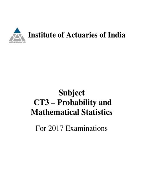 Download Subject Ct3 Probability And Mathematical Statistics Core 
