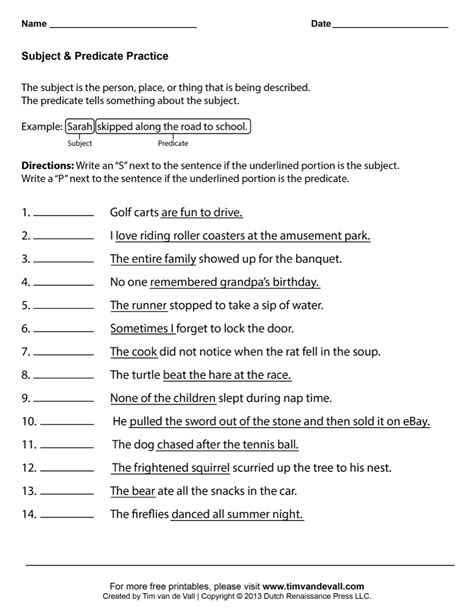 Subjects And Predicates Worksheets Predicate Adjectives Worksheet - Predicate Adjectives Worksheet