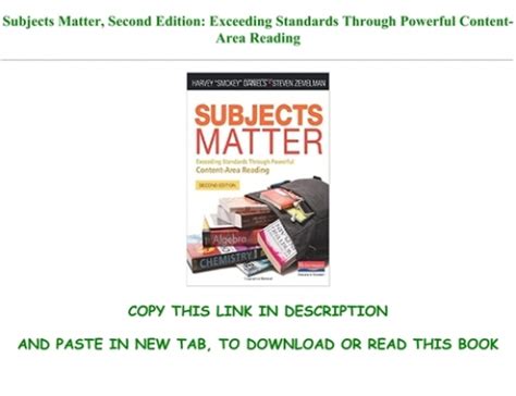 Full Download Subjects Matter Second Edition Exceeding Standards Through Powerful Content Area Reading 