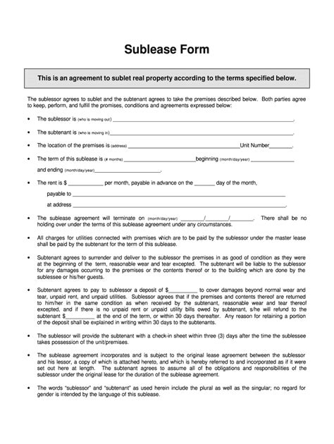 Sublet Contract Ontario