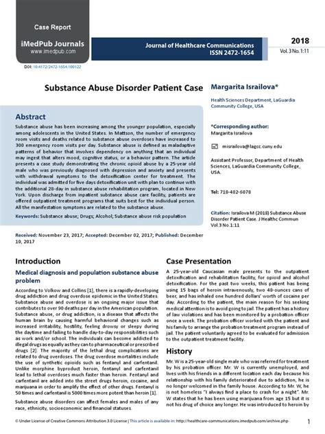 Substance Use Disorder Case Study Reflection Sample