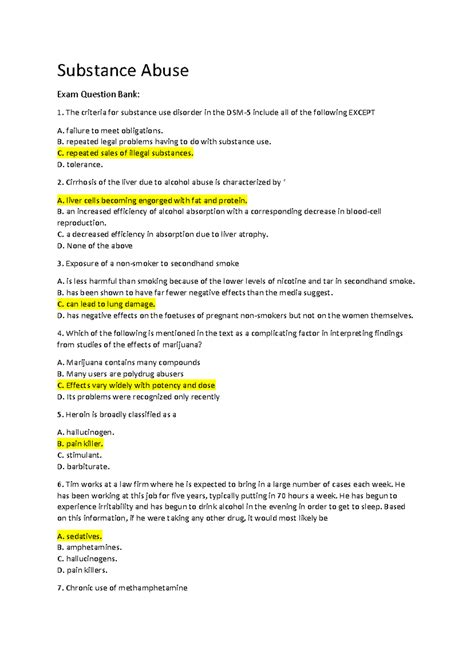 Read Online Substance Abuse Questions And Answers 