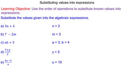 Substituting Values Into Algebraic Expressions 2ng Grade Math - 2ng Grade Math