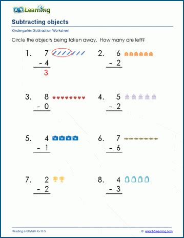 Subtract And Draw Worksheets K5 Learning Subtraction Worksheets Preschool - Subtraction Worksheets Preschool