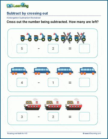 Subtract By Crossing Out Worksheets K5 Learning Subtraction Kindergarten Worksheets - Subtraction Kindergarten Worksheets