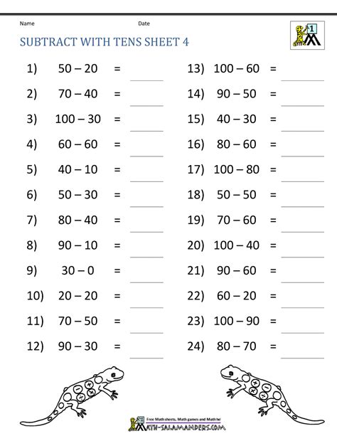 Subtract From 10 Worksheets First Grade Printable Answers Subtract 10 Worksheet - Subtract 10 Worksheet