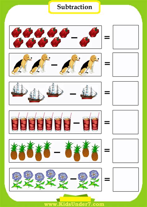 Subtract With Pictures Worksheets For Kids Online Splashlearn Subtraction To 10 Worksheets With Pictures - Subtraction To 10 Worksheets With Pictures