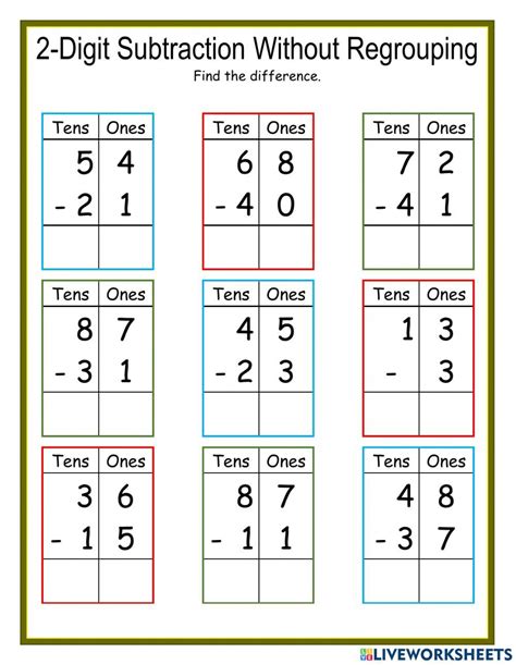 Subtracting 2 Digit Numbers Without Regrouping 1 Khan Double Subtraction - Double Subtraction