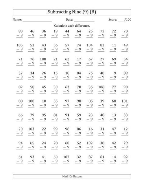 Subtracting 9 Worksheets Ccss Math Answers Subtracting 9 Worksheet - Subtracting 9 Worksheet