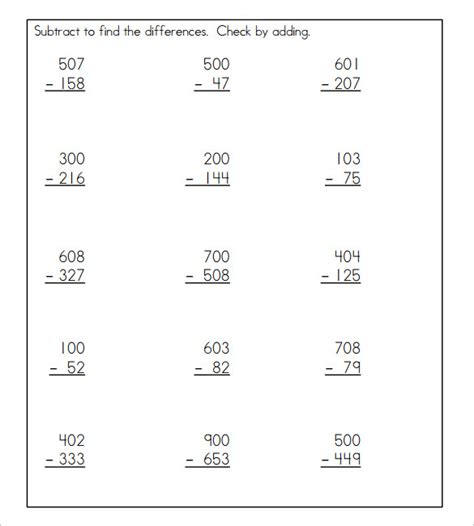 Subtracting Across Zeros From Multiples Of 100 A Subtracting Zeros Worksheet - Subtracting Zeros Worksheet