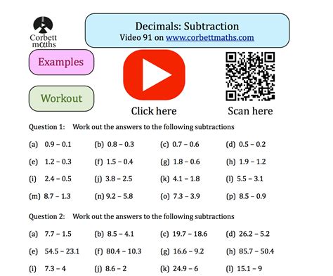 Subtracting Decimals Textbook Exercise Corbettmaths Subtracting With Decimals Worksheet - Subtracting With Decimals Worksheet