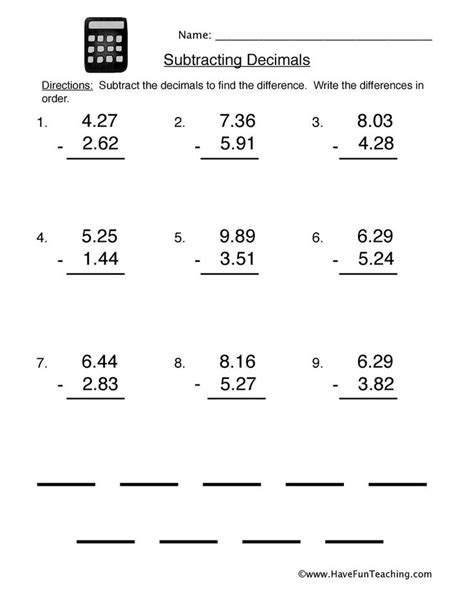 Subtracting Decimals Worksheets Tutoring Hour Subtracting With Decimals Worksheet - Subtracting With Decimals Worksheet