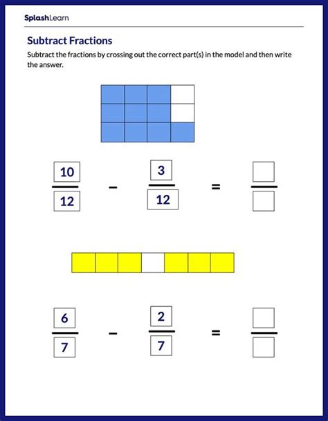 Subtracting Fractions Using Visual Model Math Worksheets Splashlearn Visual Math Worksheets - Visual Math Worksheets