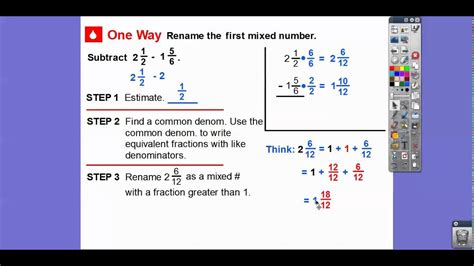 Subtracting Fractions With Renaming Youtube Subtraction With Renaming Fractions - Subtraction With Renaming Fractions