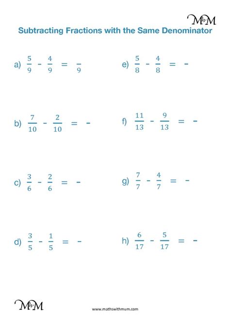 Subtracting Fractions With The Same Denominator Worksheet Subtracting Linear Expressions Worksheet - Subtracting Linear Expressions Worksheet