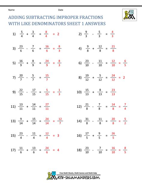 Subtracting Fractions Worksheets Math Salamanders Subtracting Fractions Without Common Denominator - Subtracting Fractions Without Common Denominator