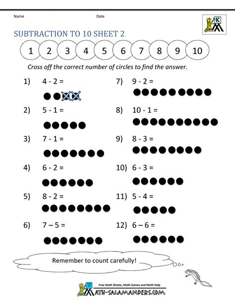 Subtracting From 10 Worksheet   Subtraction Worksheets - Subtracting From 10 Worksheet