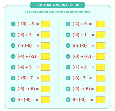 Subtracting Integers Worksheets Online Math Help And Learning Subtracting Negative Integers Worksheet - Subtracting Negative Integers Worksheet