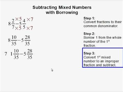 Subtracting Mixed Fractions With Borrowing   Subtracting Fractions 8211 Maths Tutor Bournemouth - Subtracting Mixed Fractions With Borrowing