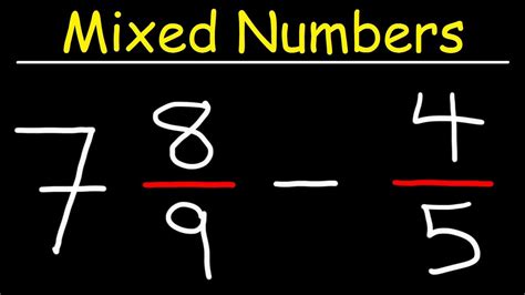 Subtracting Mixed Numbers And Fractions Youtube Mixed Fraction Subtraction - Mixed Fraction Subtraction