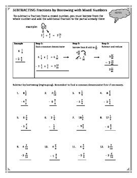 Subtracting Mixed Numbers With Borrowing Worksheet   Subtracting Without Borrowing Wyzant Lessons - Subtracting Mixed Numbers With Borrowing Worksheet