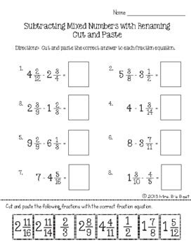 Subtracting Mixed Numbers With Renaming Worksheet   Subtracting Mixed Fractions With Like Denominators Worksheets - Subtracting Mixed Numbers With Renaming Worksheet