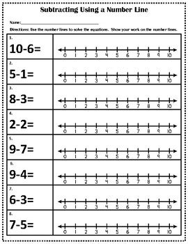Subtracting Using A Number Line Worksheet   Adding And Subtracting On A Number Line Worksheet - Subtracting Using A Number Line Worksheet