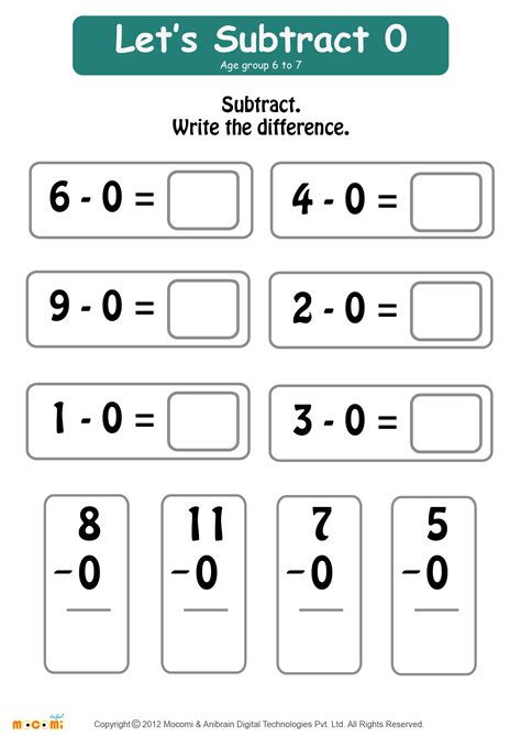Subtracting Zero First Grade And Kindergarten Subtraction Math Subtraction Zero - Subtraction Zero
