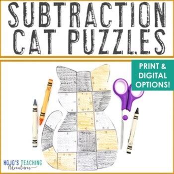 Subtraction Cat Puzzles No Prep Halloween Activities Math Subtraction Cat - Subtraction Cat