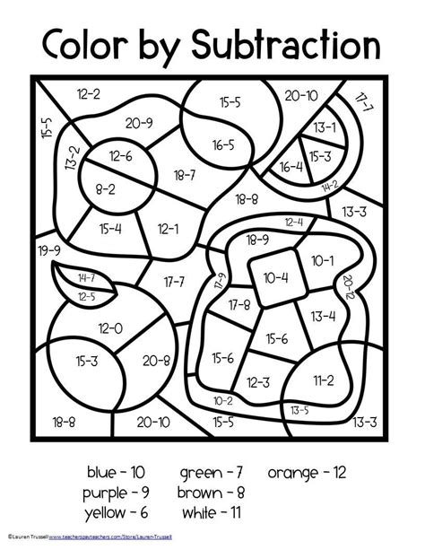 Subtraction Color By Number Dadsworksheets Com Color By Number Subtraction 2nd Grade - Color By Number Subtraction 2nd Grade