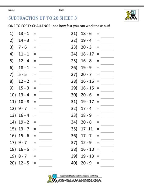 Subtraction To 20 Find A Number Math Operations Addition And Subtraction Up To 20 - Addition And Subtraction Up To 20