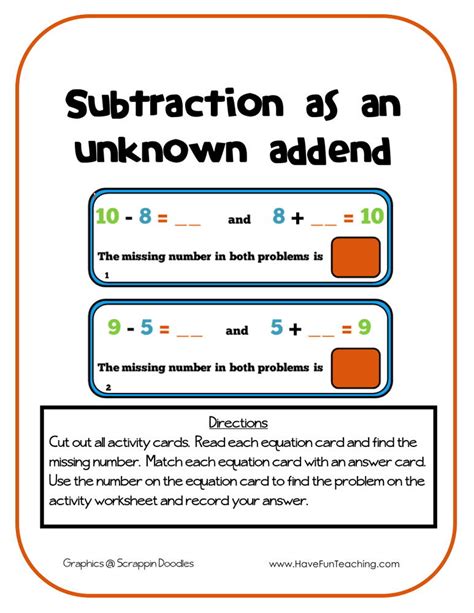 Subtraction Unknown Addends Making Math Easier For Teachers Subtraction Addends - Subtraction Addends