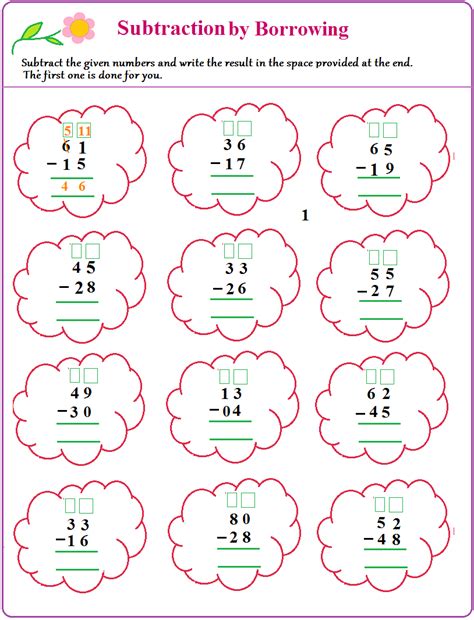 Subtraction With Borrowing Simple K5 Learning Subtracting Fractions With Borrowing - Subtracting Fractions With Borrowing