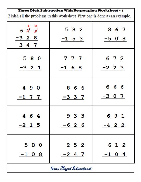 Subtraction With Regrouping Worksheets For 3rd Graders Subtraction Worksheet 3rd Grade - Subtraction Worksheet 3rd Grade