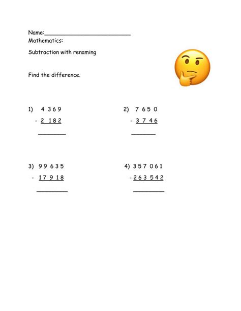 Subtraction With Renaming Worksheet Live Worksheets Subtraction With Renaming Worksheet - Subtraction With Renaming Worksheet