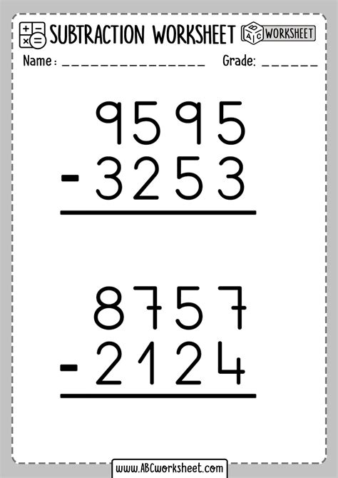 Subtraction Without Regrouping Worksheets For 4th Graders Splashlearn Grade 4 Subtraction Worksheet - Grade 4 Subtraction Worksheet