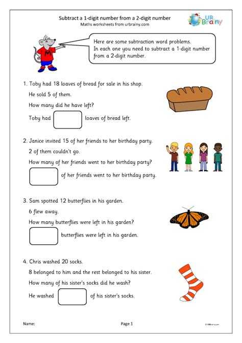 Subtraction Word Problems 1 Digit Numbers Word Problems Subtraction Key Words - Subtraction Key Words