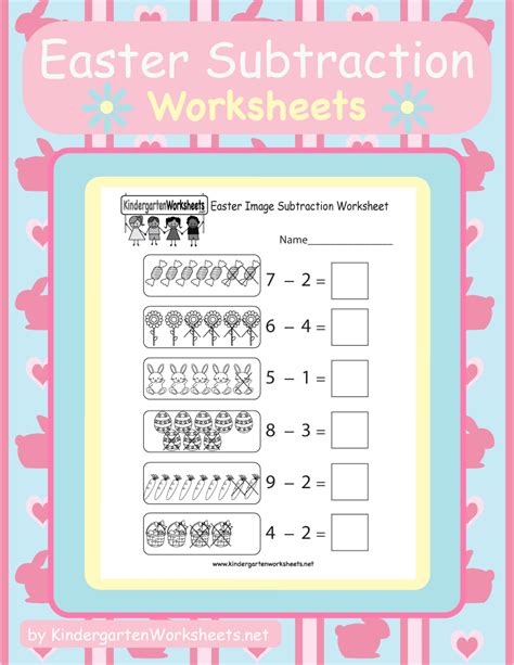 Subtraction Worksheet Or Kids Easter Themed Worksheet Subtraction Easter  Preschool - Worksheet Subtraction Easter, Preschool
