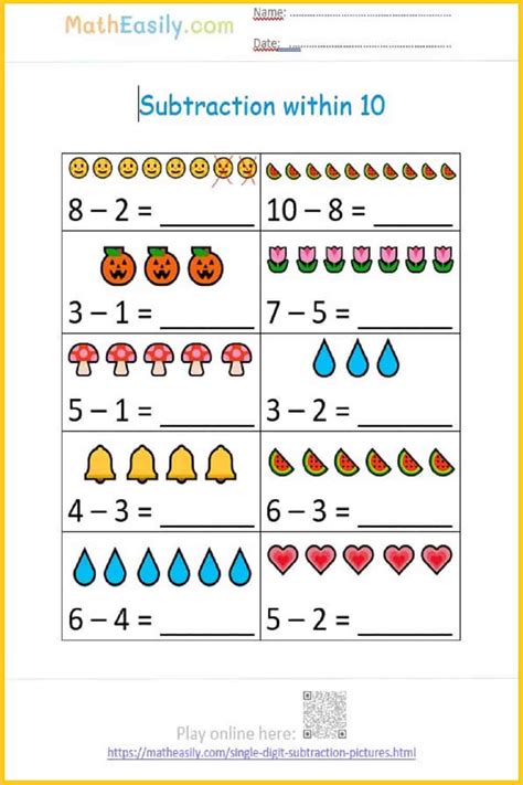 Subtraction Worksheet Subtraction Within 10 Activity Twinkl Subtract 10 Worksheet - Subtract 10 Worksheet