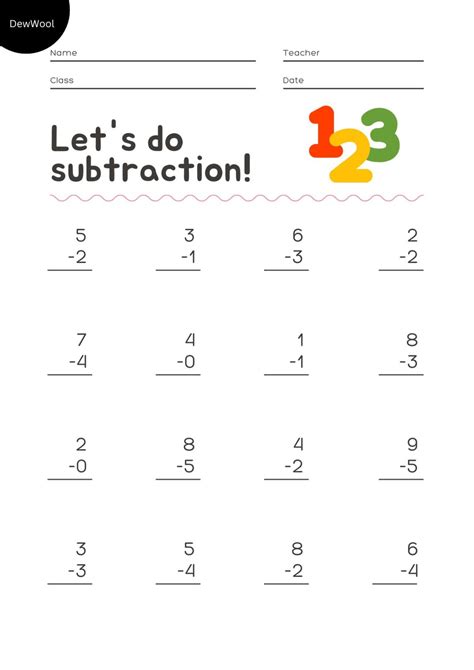 Subtraction Worksheets 1st Grade Dewwool Subtraction 1st Grade Worksheets - Subtraction 1st Grade Worksheets