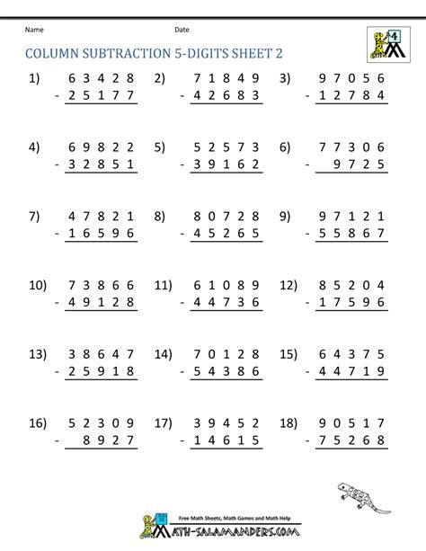 Subtraction Worksheets 4th Grade   Browse Printable 4th Grade Common Core Subtraction Worksheets - Subtraction Worksheets 4th Grade