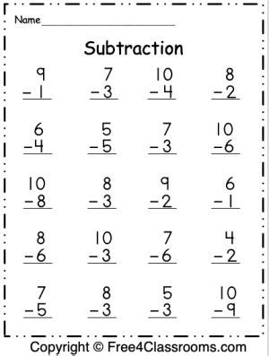 Subtraction Worksheets For Grade 1 Free Subtraction Grade Subtraction Worksheet For Grade 1 - Subtraction Worksheet For Grade 1