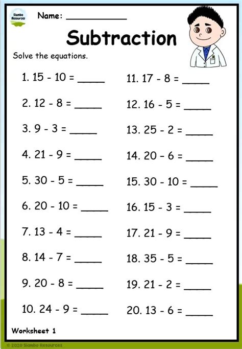 Subtraction Worksheets Grade 1   Subtraction Worksheets For Grade 1 Free Subtraction Grade - Subtraction Worksheets Grade 1